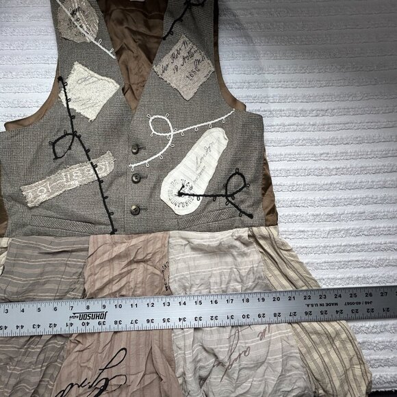 Vintage RARE Staley Gretzinger Postage One Penny Women Patchwork Pleated Top - Picture 7 of 8